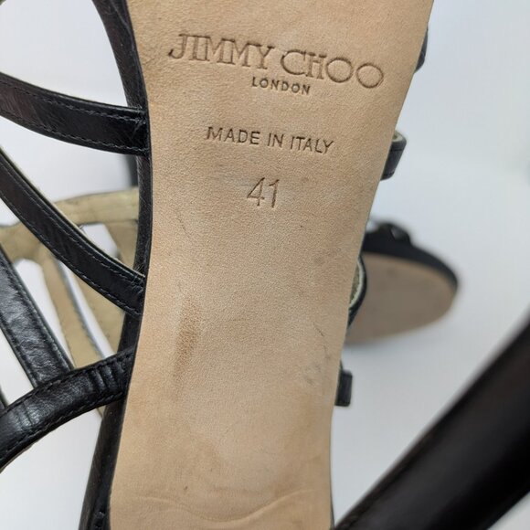 Jimmy Choo Black Suede Janet Cross Strap Platform Block Heel  Jimmy Choo Black Sandal Heels Size 41